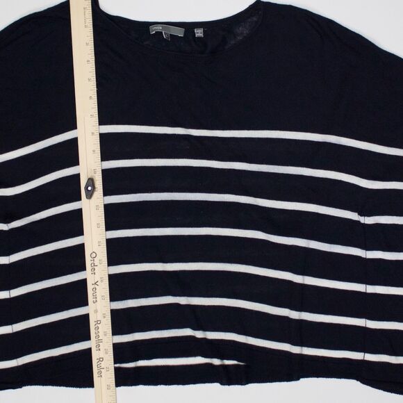 Vince Navy Blue & White Striped Wide Oversized Boxy Top Lightweight Large - Picture 7 of 8